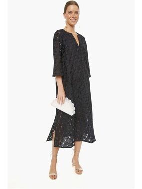 Tuckernuck Black Lace Jamie Midi Dress with V-Neck